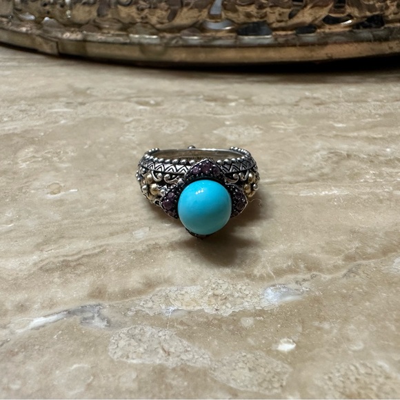 Barbara bixby sleeping beauty turquoise and rhodalite 14k clad ring - Picture 4 of 4